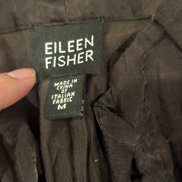 Eileen Fisher Metallic Crinkle Jacket Button Down Coat Brown - Women sz M - Picture 2 of 4